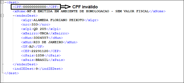 XML Rejeição 237