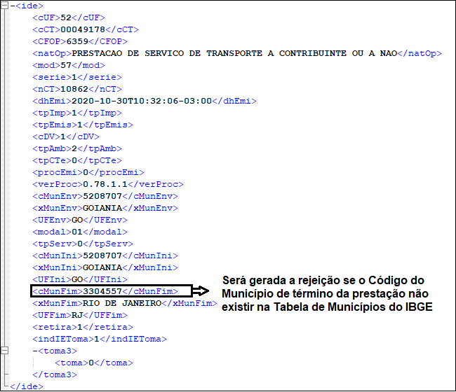 XML Rejeição 542