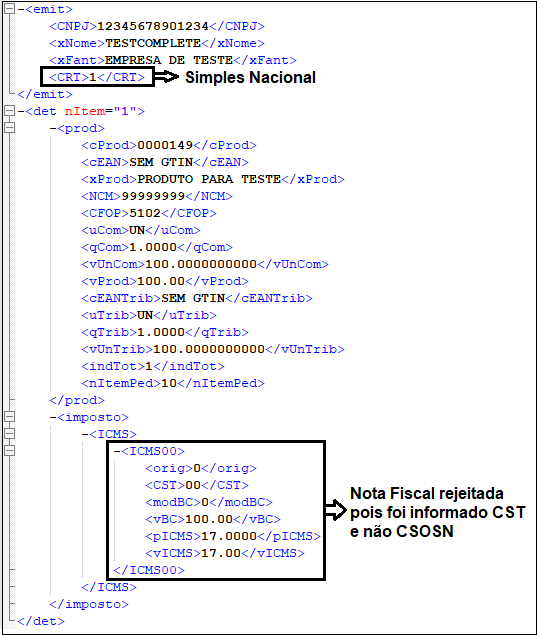 XML Rejeição 590