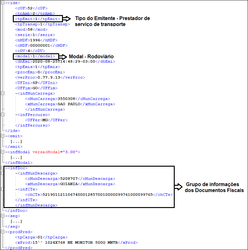 XML Rejeição 726 MDFe