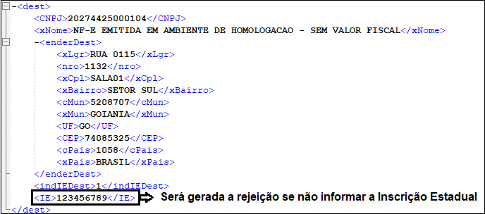 XML Rejeição 728