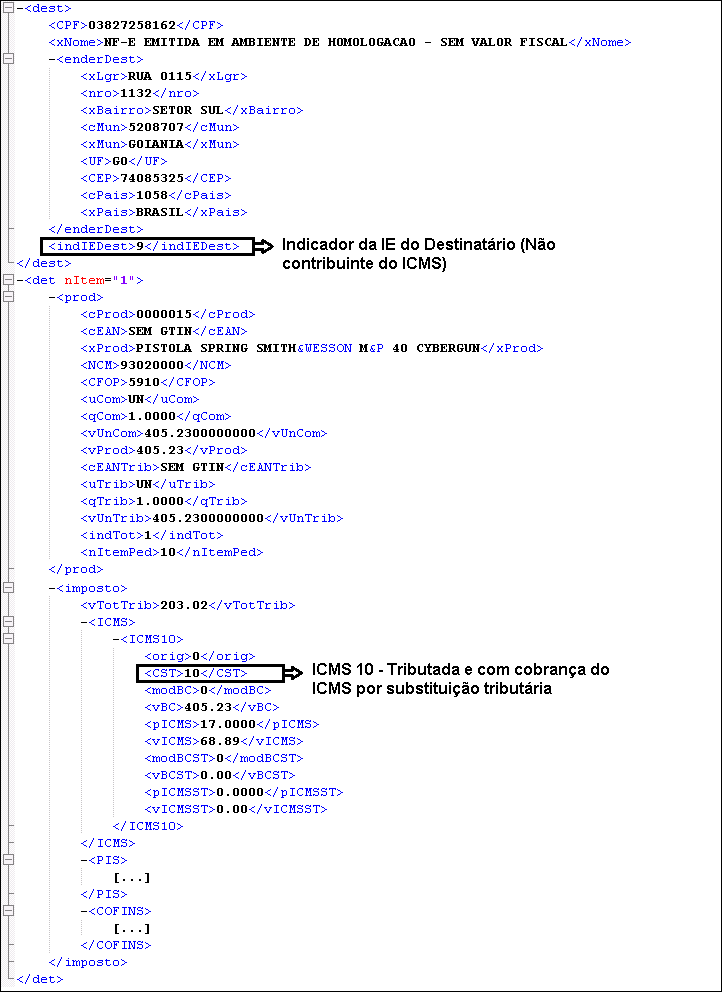 XML rejeição 508