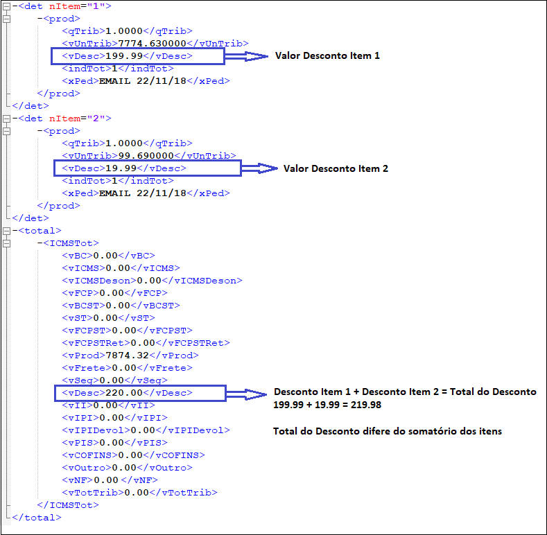 XML rejeição 537