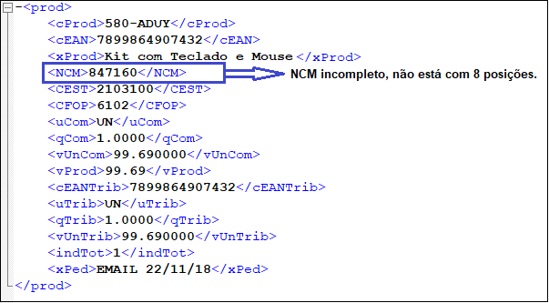 XML rejeição 777