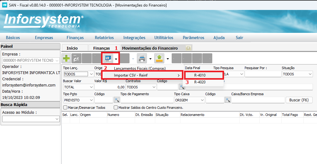 importar planilha R4010